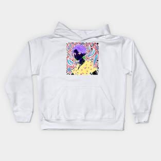 Maho shojo, dark elf waifu in kawaii pattern Kids Hoodie